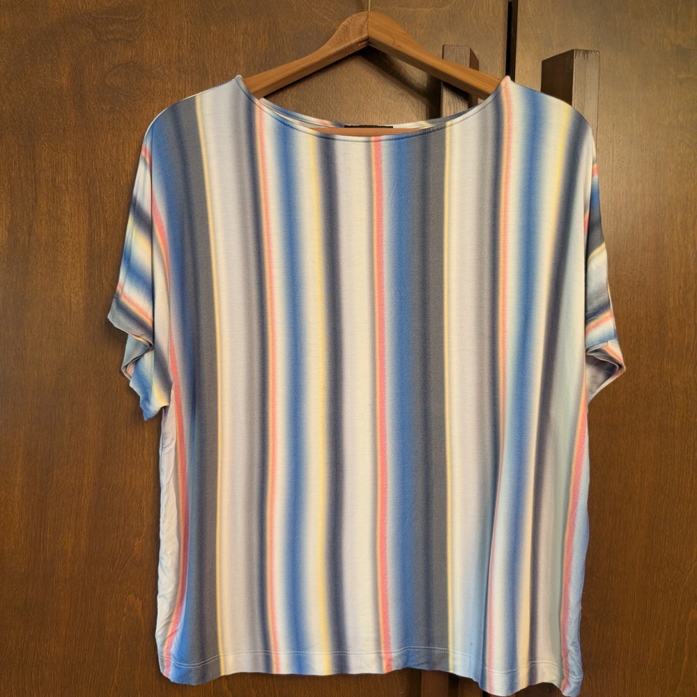 St. John Multicolor Striped Short Sleeve Tee